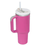 40 Oz Tumbler With Handle Straw Insulated, Stainless Steel Spill Proof Vacuum Coffee Cup Tumbler With Lid Tapered Mug Gifts For Valentine Lover Suitable For Car Gym Office Travel